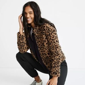 Madewell Sherpa Bomber Jacket in Leopard Size M
